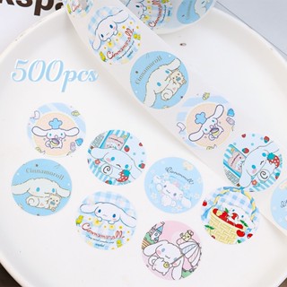 500 ชิ้น / ม้วน Sanrio สติกเกอร์ ทรงกลม เทป Cinnamoroll Pochacco Kuromi ฉลาก การ์ตูนน่ารัก เด็กรางวัล สติกเกอร์ สมุดภาพ ซองจดหมาย ของขวัญ ตกแต่ง