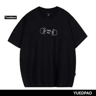 Yuedpao ยอดขาย No.1 รับประกันไม่ย้วย 2 ปี ผ้านุ่ม เสื้อยืดเปล่า เสื้อยืด Oversize Black YP skate print