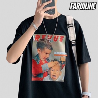 FARUILINE STORE เสื้อยืดแขนยาว เสื้อยืดคอกลม ใส่ได้ทั้งหญิงทั้งชาย สไตล์ins  เสื้อยืดพิมพ์ลาย น้ำหนักเบาและระบายอากาศไดี