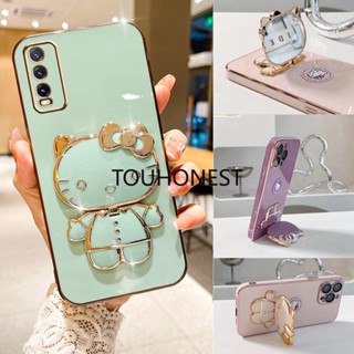 เคส Vivo Y20 เคส Vivo Y21 Casing Vivo Y21T Cover Vivo Y22 Cases Vivo Y22S Case Vivo Y02 Case Vivo Y11 Case Vivo Y33S Case Vivo Y50 Case Vivo Y30 เคส Vivo Y19 Cute Anime Cartoon Vanity Mirror Hello Kitty Holder Phone Case With Metal Sheet TK โทรศัพท์มือถือ