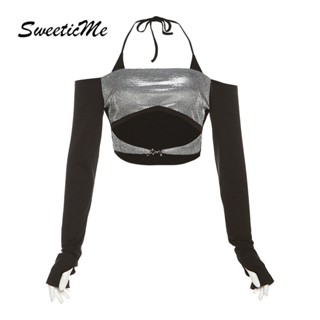 Sweeticme ใหม่ เสื้อยืดลําลอง แขนยาว เข้ารูป แฟชั่นสําหรับสตรี 2023