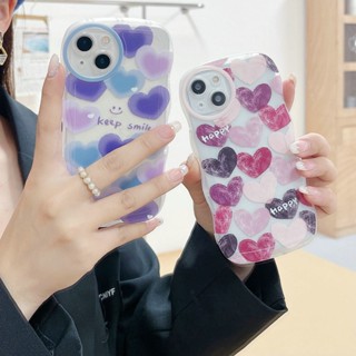 Wavy Edge Casing OPPO Reno 8T 8 7 6 5 4 F 5F 4F 8Z 7Z Reno8 Reno7 Z Reno8Z Reno7Z Reno6 Reno5 Reno5F Reno4 Reno4F 4G 5G A91 A57 A39 2016 A77 A16K A16E Purple Love Smiley Keep Happy Fine Hole Shockproof Clear Soft Phone Case 1STB 35