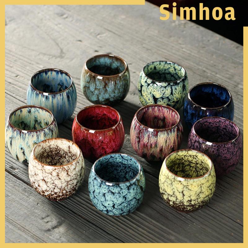 [SIMHOA] 1 ชิ้นเตาเผาเปลี่ยนจีนถ้วยเซรามิกพอร์ซเลนกังฟูชาถ้วยเครื่องปั้นดินเผาเครื่องดื่มบนโต๊ะอาหารแก้วกาแฟแก้วไวน์