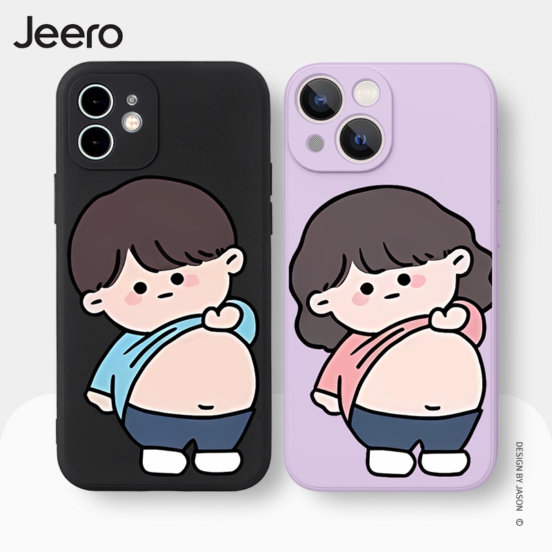 Jeero เคสคู่ เคสไอโฟน คู่รัก กันกระแทกซิลิโคนนุ่มการ์ตูนน่ารักตลก เคสโทรศัพท์ Compatible for iPhone 16 15 14 13 12 11 Pro Max SE 2020 X XR XS 8 7 Plus พลัส HFE2060