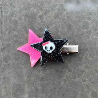 Homemade Sweet Cool Y2k Spice Style Hairpin Ins Punk Skeleton Side Clip Abi Glitter Star Hairpin Bangs Hairpin Headwear for Women