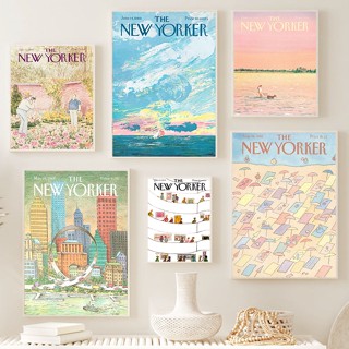 โปสเตอร์ผ้าใบ พิมพ์ลายนิตยสาร The New Yorker สไตล์นอร์ดิก สําหรับตกแต่งผนังบ้าน ห้องนั่งเล่น