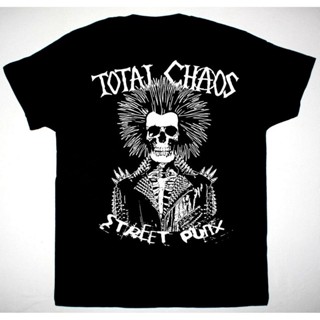 เสื้อยืด พิมพ์ลายดอกไม้ TOTAL CHAOS STREET PUNX BLACK แฟชั่นคู่รัก สําหรับผู้ชาย และผู้หญิง