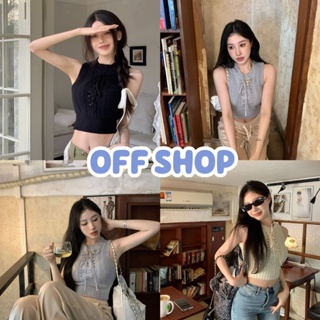 OFF SHOP พร้อมส่ง (OFF-47209) เสื้อกล้ามไหมพรม ดีเทลถักเชือกด้านหน้าคิ้วมากเกาหลีสุด