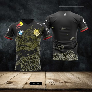 เสื้อกีฬาแขนสั้น พิมพ์ลาย G2 Dragon Esports สีดํา ไซซ์ XS-3XL สําหรับผู้ชาย และผู้หญิง