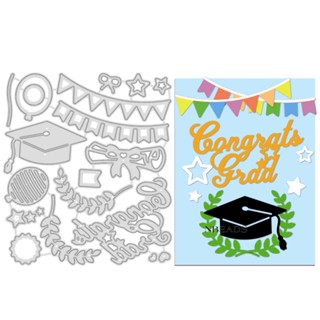 1pc  Graduation Theme Cutting Dies Metal Bachelor Cap Leaves Embossing Stencils Die Cuts for Paper Card Making Decoration DIY Scrapbooking Album Craft Decor