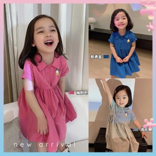 2023 New girls princess dress childrens fashionable and clever college polo dress