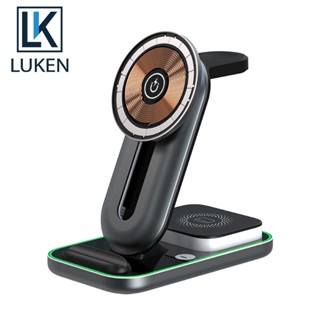 Luken 3 IN 1 แท่นชาร์จไร้สาย Qi ชาร์จเร็ว สําหรับ App Watch iP 14 13 12 11 Pro Max 13 12 Mini Samsung S23 S22