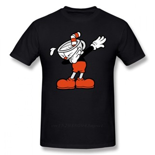 เสื้อยืดคอกลม แขนสั้น ผ้าฝ้าย 100% พิมพ์ลาย Cuphead Dab น่ารัก เหมาะกับเดินชายหาด สําหรับผู้ชาย