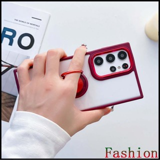 red เคส Samsung Galaxy of phone case S21 FE S22 S22+ S22 ultra 4G 5G A12-5G M12 F12 A32-4G A32-5G A33-5G A53-5G A73-5G A13 A52 A52S cases Ring buckle Mobile phone holder case transparent Hard back Soft on all sides