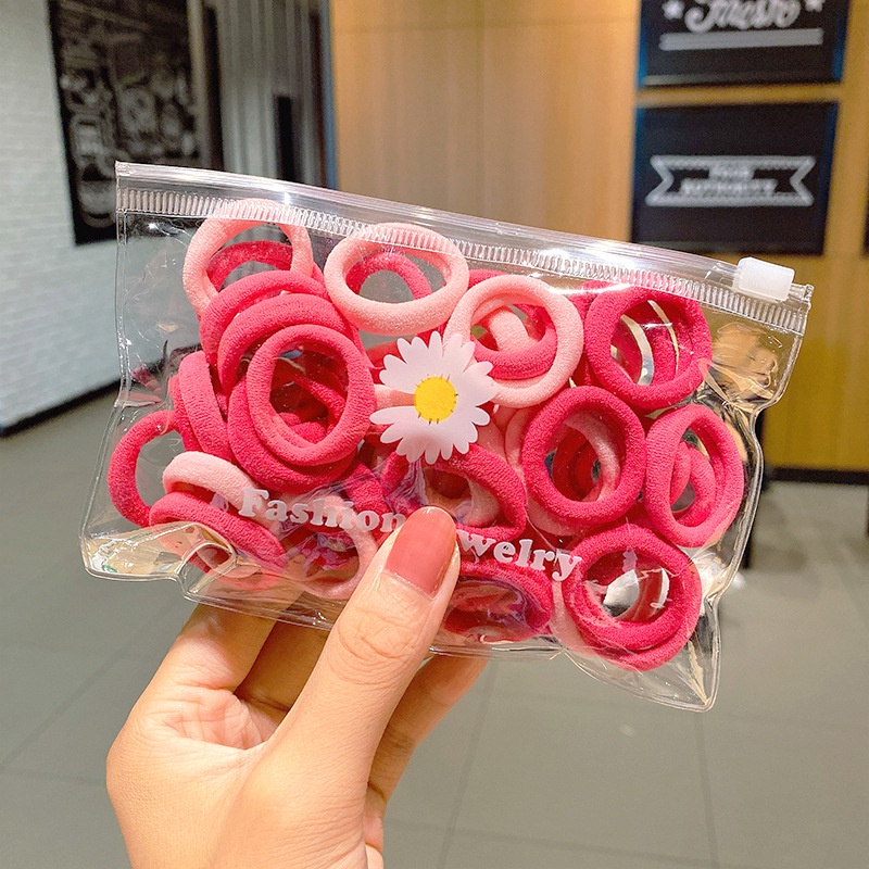50 ชิ้น เดซี่ ขนาดเล็ก กระเป๋า ไล่ระดับ ผ้าขนหนู Scrunchie ยางรัดผมหางม้า เชือกรัดผม สาว ที่มีสีสัน