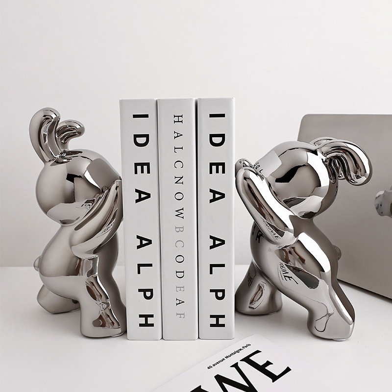 ที่กั้นหนังสือเซรามิค รูปกระต่ายน่ารัก เรียบง่าย หรูหรา สําหรับตกแต่งบ้าน ตู้ทีวี ห้องนั่งเล่น
