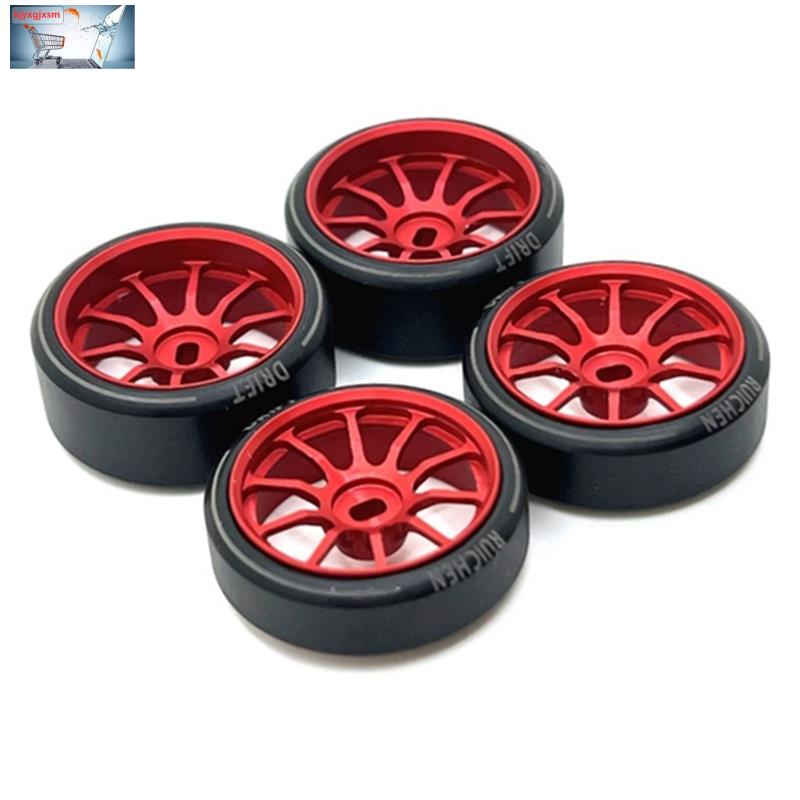 4 ชิ้นพลาสติกแข็ง Drift ยาง Tyre ขอบล้อโลหะสําหรับ Wltoys 284131 K969 K989 P929 Mini-Z 1/28 RC รถอะไ