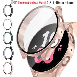 กระจก + เคส สําหรับ Samsung Galaxy Watch 5 4 40 มม. 44 มม. อุปกรณ์เสริม PC กันชน ฝาครอบป้องกันหน้าจอรอบด้าน