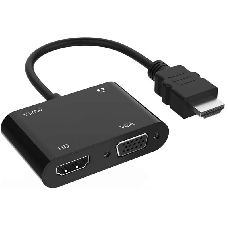 HDMI เข้ากันได้กับ 4K Hd Vga 1080p Converter Dual Display ในเวลาเดียวกันพร้อมเสียง 3.5 มม.สําหรับ PC HDTV Monitor Display