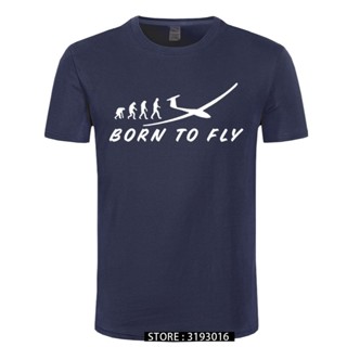 เสื้อยืดแขนสั้นลําลอง ผ้าฝ้าย เข้ารูป พิมพ์ลายนักบิน BORN TO FLY เหมาะกับของขวัญ สไตล์ฮาราจูกุ สําหรับผู้ชาย