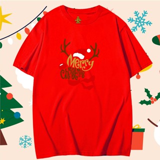 🔥พร้อมส่ง🔥เสื้อยืดคริสมาส Merry Christmas Day ผ้า Cotton ใส่ได้ทั้งแบบธรรมดาและใส่แบบ OVERSIZE เสื้อยืดคริสต์มาส