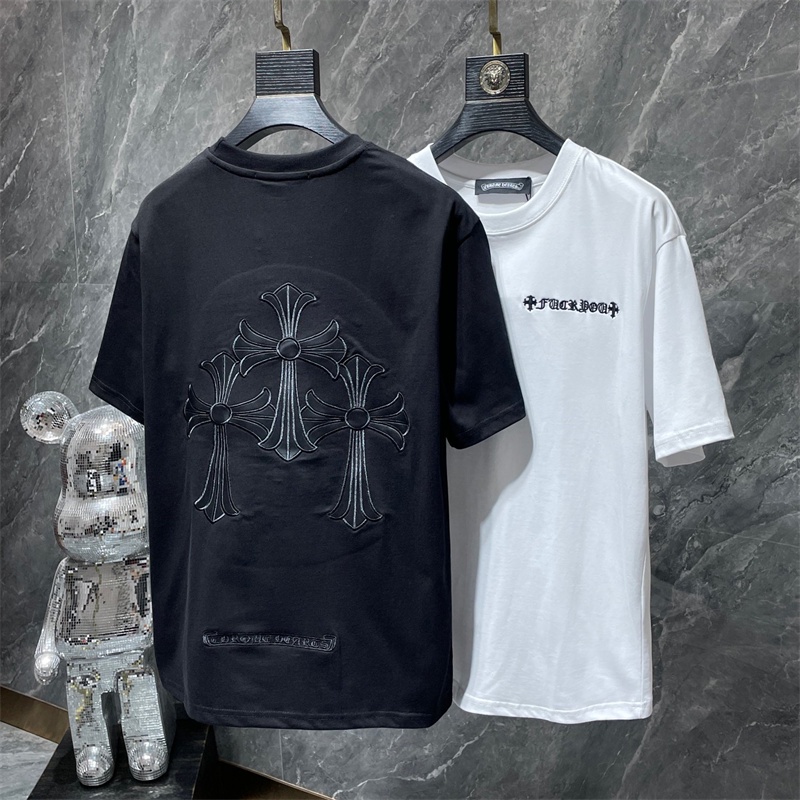 ขายดี เสื้อยืดแขนสั้น ผ้าฝ้าย ปักลาย C1hr2om3e1H1e3art2s แฟชั่น สําหรับผู้ชายและผู้หญิง