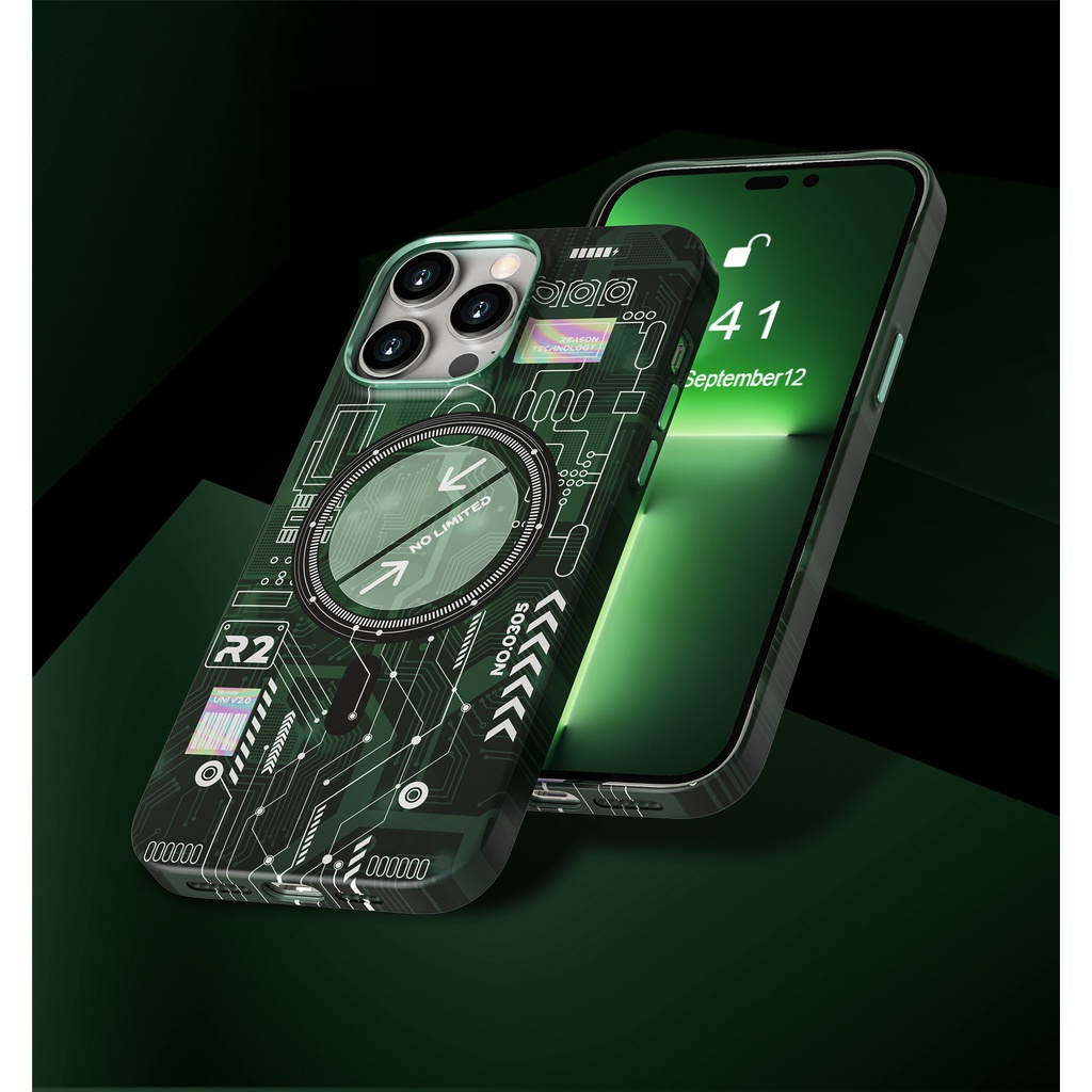 เคสป้องกันโทรศัพท์มือถือ แบบแม่เหล็ก เรืองแสง ป้องกันลายนิ้วมือ สําหรับ iPhone 14 Pro Max 13 Pro 12