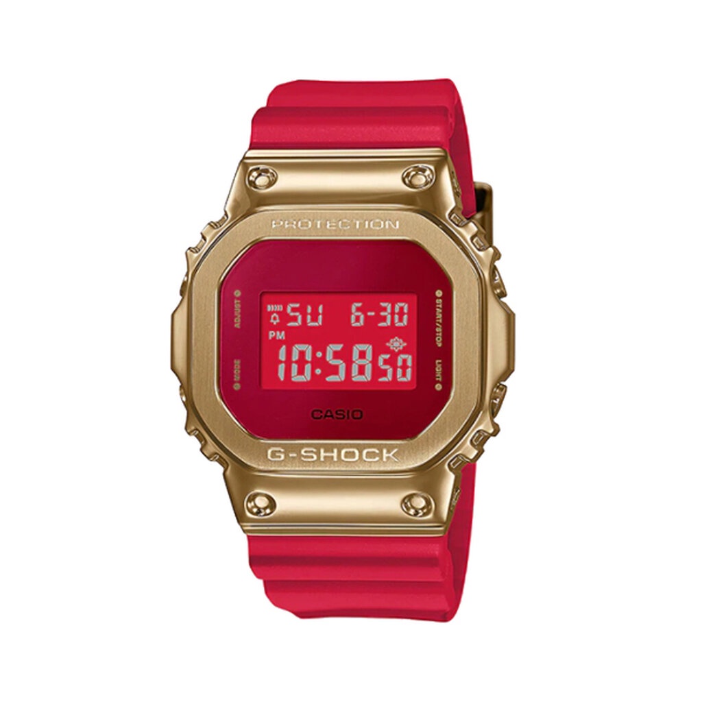 CASIO G-SHOCK พร้อมส่ง นาฬิกาข้อมือ นาฬิกากันน้ำ นาฬิกาของแท้ ประกันศูนย์ CMG 1 ปี ผ่อน0%รุ่น GM-5600CX-4 นาฬิกาสีแดงทอง