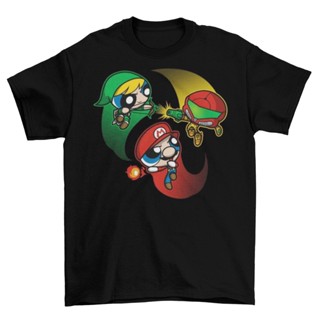 เสื้อยืดแขนสั้นCartoon network  MOjo jojo and The Powerpuff Girls mens 100% cotton round neck short -sleeved T-shirtS-5