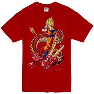 เสื้อยืด พิมพ์ลายอนิเมะ Dragon Ball Z Goku Super Warrior Dragon S DPieip47EBmkol88 สีขาว สีแดง สีเทา สไตล์คลาสสิก สําหร