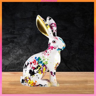 [Kloware2] Modern Rabbit Statue Colorful Painted Rabbit Ornament Resin Bunny Model