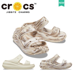 รองเท้า crocs ผู้หญิง crocs crush marbled sandal  รองเท้าไปทะเล  รองเท้าพื้นหนา#208235