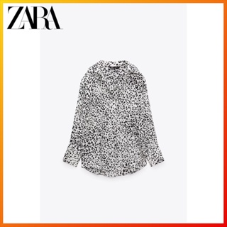 Zara เสื้อเชิ้ตผ้าไหมซาติน พิมพ์ลายสัตว์ แฟชั่นฤดูใบไม้ร่วง และฤดูหนาว สําหรับผู้หญิง 7484182 070