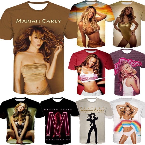 นักร้อง Mariah Carey T เสื้อผู้ชาย/ผู้หญิงแฟชั่นใหม่ 3D Mariah Carey พิมพ์เสื้อยืดสไตล์ลําลองขนาดใหญ