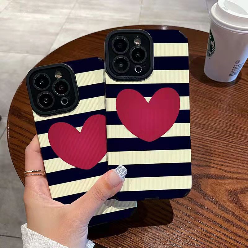 เคสโทรศัพท์มือถือหนังแกะ แบบนิ่ม ลายหัวใจ กันกระแทก สําหรับ iPhone 11pro Max 14 Promax 11 12 13 6 7 8Plus X Max 15promax