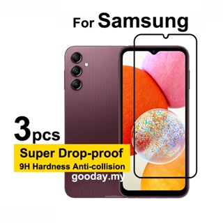 ฟิล์มกระจกนิรภัยกันรอยหน้าจอ 9D สําหรับ Samsung A14 Samsung A14 4G 5G A53 A13 A33 A23 A73 Samsung Galaxy A04 A04s A04e A52S A52 A72 A32 A22 A12 3 ชิ้น