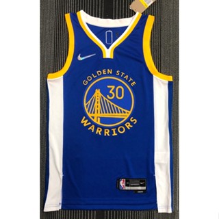 เสื้อกีฬาแขนสั้น ลายทีม NBA jersey Golden State Warriors 30 2 แบบ 2022# เสื้อกีฬาบาสเก็ตบอล คอวี ลาย Curry 75th สีฟ้า