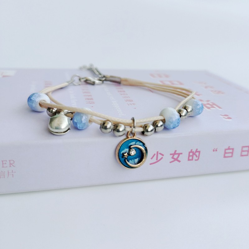 เครื่องประดับ สร้อยข้อมือเซรามิค ลายดาว ดวงจันทร์ ขนาดเล็ก น่ารัก ให้เป็นของขวัญ สําหรับนักเรียนหญิง
