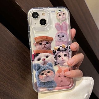 เคสโทรศัพท์ซิลิโคน TPU ใส แบบนิ่ม ลายแมวน่ารัก กันกระแทก สําหรับ IPhone 14 13 11 12 Pro XS Max X XR 7+ 8 Plus