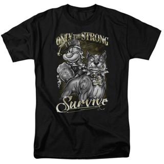 เสื้อยืดขายร้อน【คุณภาพสูง】ใหม่ เสื้อยืดลําลอง แขนสั้น พิมพ์ลาย Popeye Only The Strong Survive Gangster สําหรับผู้ชา_01