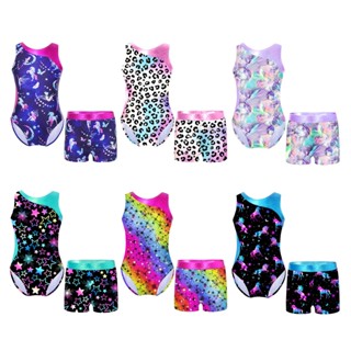 เด็กสาวพิมพ์ยิมนาสติกชุดเต้นรําแขนกุดเย็บปะติดปะต่อกัน ล อีโ…