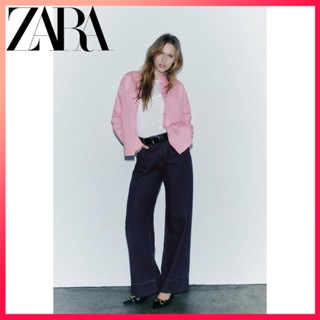 Zara ใหม่ เสื้อเชิ้ต แขนยาว คอปก ลายทาง ทรงหลวม สําหรับผู้หญิง