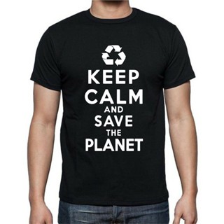 ขายดี เสื้อยืดลําลอง แขนสั้น พิมพ์ลาย Keep Calm And Save The Planet Recycle สําหรับผู้ชาย