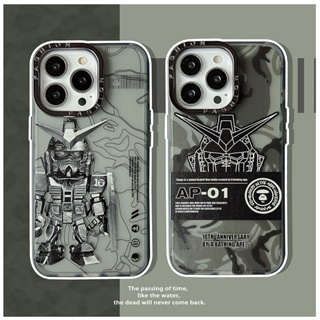 เคสโทรศัพท์มือถือโลหะ ผิวด้าน ลาย APE GUNDAM สําหรับ iPhone 14 Pro 13 12 Pro Max 11