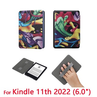 เคสโทรศัพท์มือถือหนัง PU ลายภาพวาดสีน้ํามัน พร้อมสายคล้องข้อมือ สําหรับ Amazon Kindle Basic 11th 2022 6 นิ้ว 6 นิ้ว Model NO C2V2L3