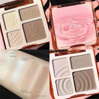 ♕Pipl ปากกาเน้นข้อความสี่สี Contouring Plate พร้อมแปรง Matte Brightening Nose Shadow Smooth Waterproof Long Lasting Face Makeup Wfuture♕