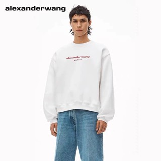 เสื้อกันหนาว คอกลม พิมพ์ลายโลโก้ตัวอักษร Alexander Wang Snowflake Water Drop สีแดง 2023