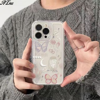 ✅เคสป้องกันโทรศัพท์มือถือใส แบบนิ่ม ลายดอกไม้ และผีเสื้อ สําหรับ Apple iPhone 14 14Promax 11 12 Xr Xs 7 8P L3BQ