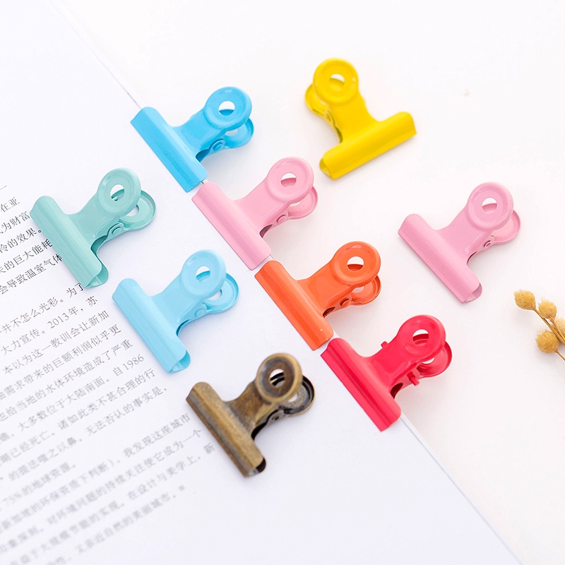 5 ชิ ้ นบานพับโลหะคลิปที ่ มีสีสัน Bull Binder กระดาษคลิป Clamp สําหรับ Office รูปภาพครัวอาหารกระเป ๋ า 30 มม