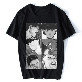 oversize T-shirt เสื้อยืด ผ้าฝ้ายแท้ พิมพ์ลายมังงะ Akira Faces Kaneda Tetsuo สไตล์ญี่ปุ่น ฮาราจูกุ คลาสสิก สําหรับผู้ชาย